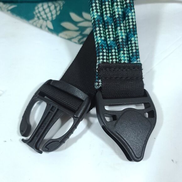 Kavu Rope Sling Bag Teal Pineapple print Crossbody Zipper Pockets boho Hippie - Picture 12 of 16